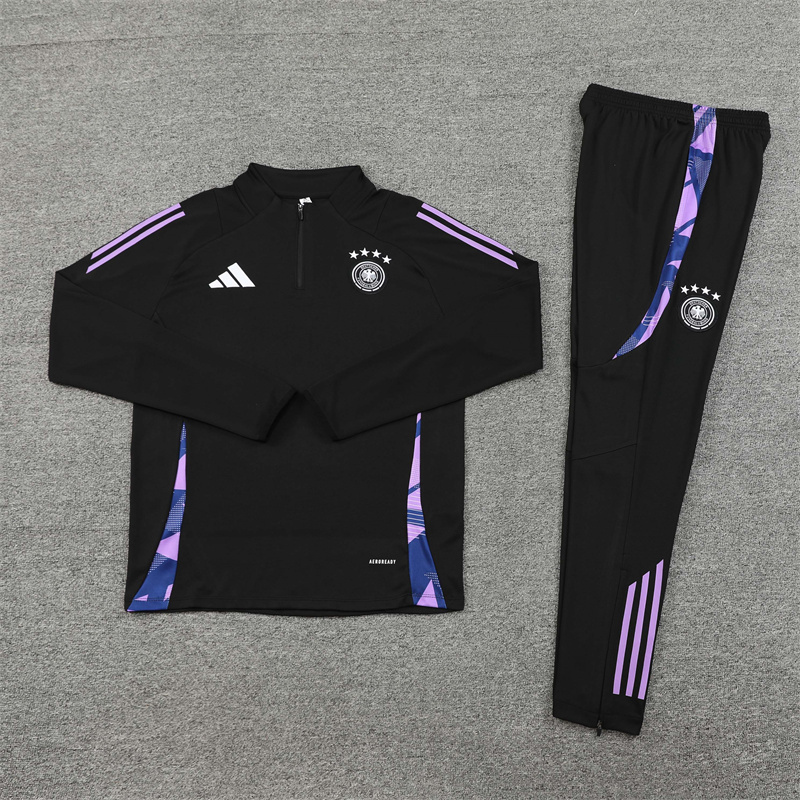 2024/2025 Player Edition Germany Prematch Jersey Black Half-zip training suit Football Jersey