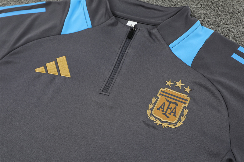 2024/2025 Player Edition Argentina Pre-match Dark Grey Half-zip training suit Football Jersey