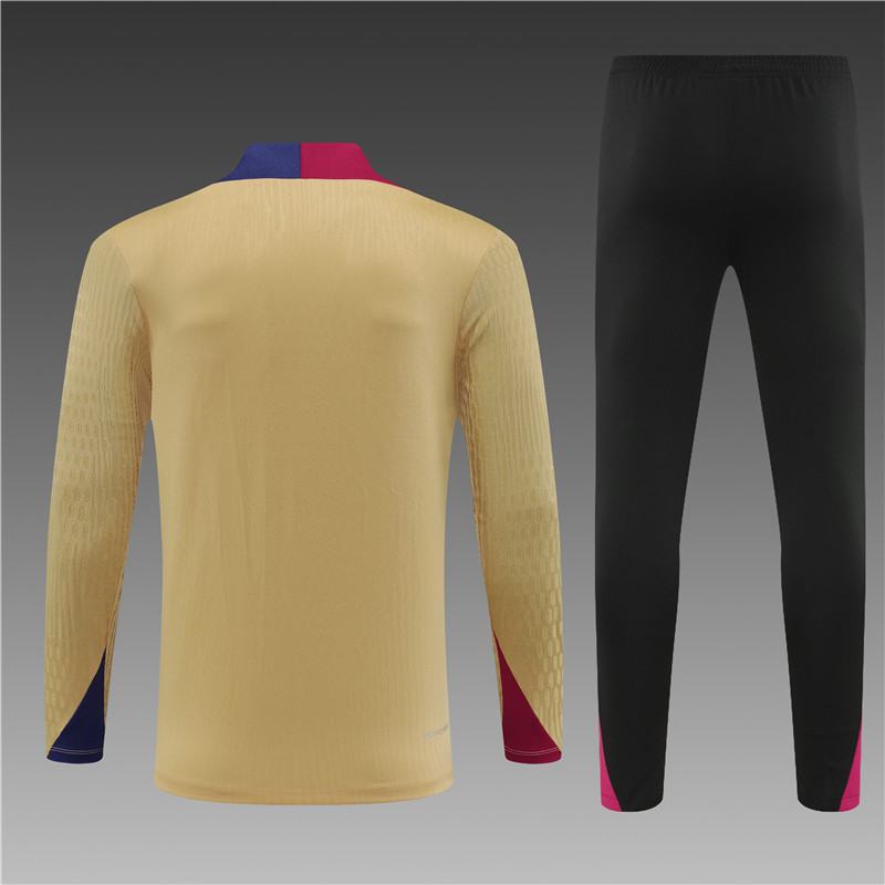 2024/2025 Player Edition Barcelona Prematch Jersey Gold Half-zip training suit Football Jersey