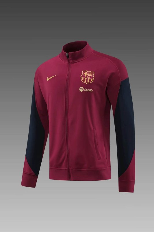 2024/2025 Barcelona Long Zipped Jacket Training Suit Red Football Shirt