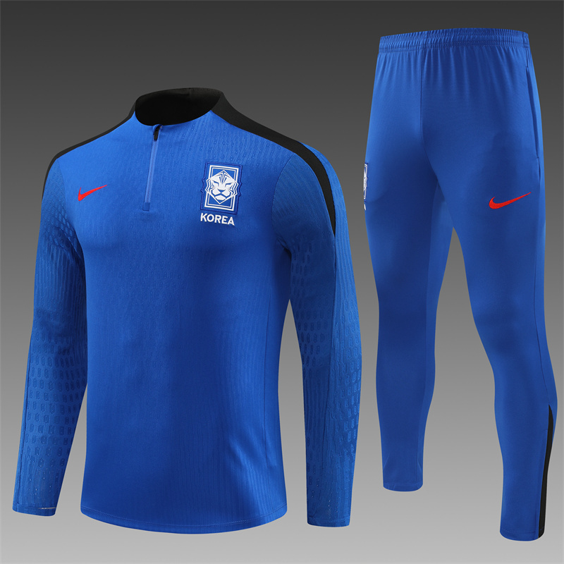 2024/2025 Player Edition South Korea Pre-Match Jersey Colorful Blue Half-zip training suit Football Jersey