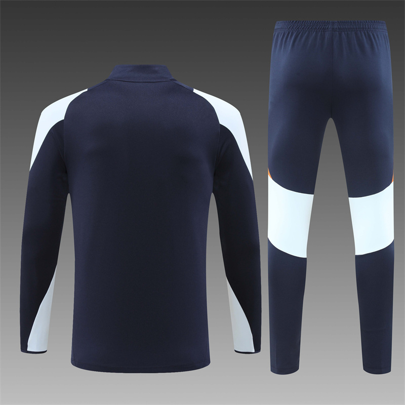 2024/2025 Player Edition Real Madrid Pre-match Jersey Royal Blue Half-zip training suit Football Jersey
