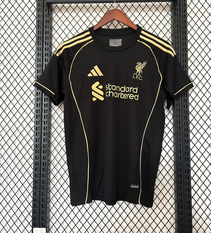 2025/26 Liverpool  Black & Gold Player Jersey – Fan Version