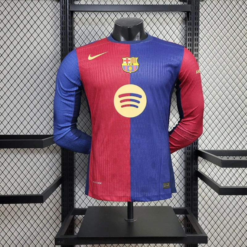 2024/2025 Long Sleeve Player Version Barcelona Home Football Shirt