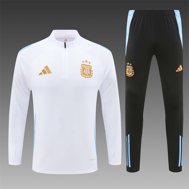 2024/2025 Player Edition Argentina Pre-Match White Half-zip training suit Football Jersey