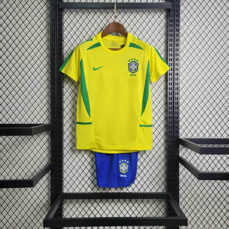 2002 Retro Brazil Home Football Shirt Kids