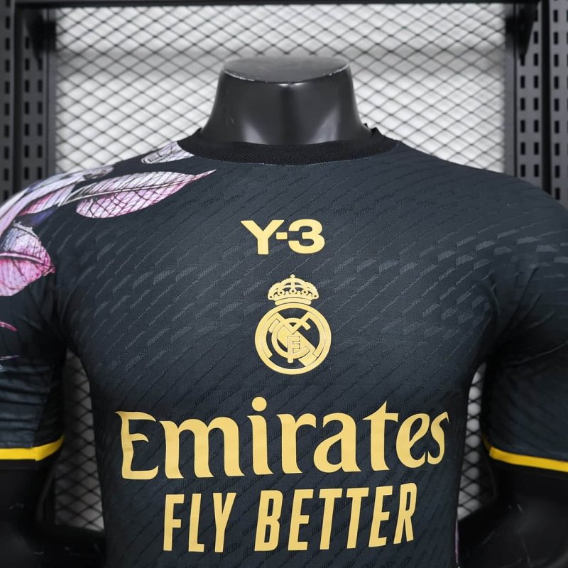2024/2025 Player Version Real Madrid Y3 Black Gold Edition Football Shirt