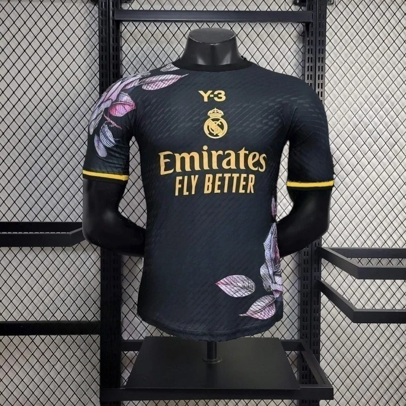 2024/2025 Player Version Real Madrid Y3 Black Gold Edition Football Shirt
