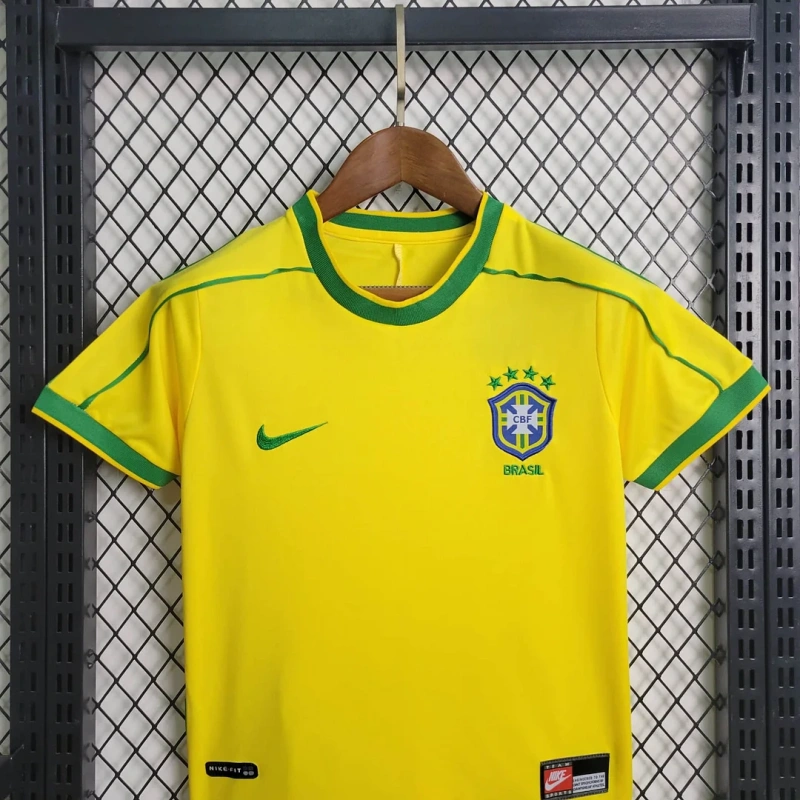 1998 Retro Brazil Home Football Shirt Kids