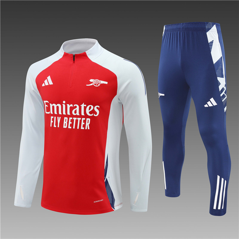 2024/2025 Players Edition Arsenal Pre-Match Red Half-zip training suit Football Jersey
