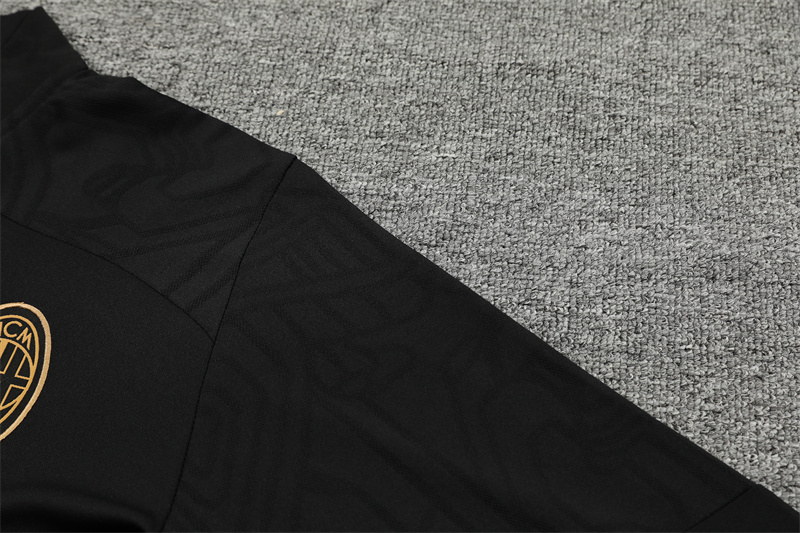 2024/2025 Player Edition AC Pre-Match Jersey Black Half-zip training suit Soccer Jersey