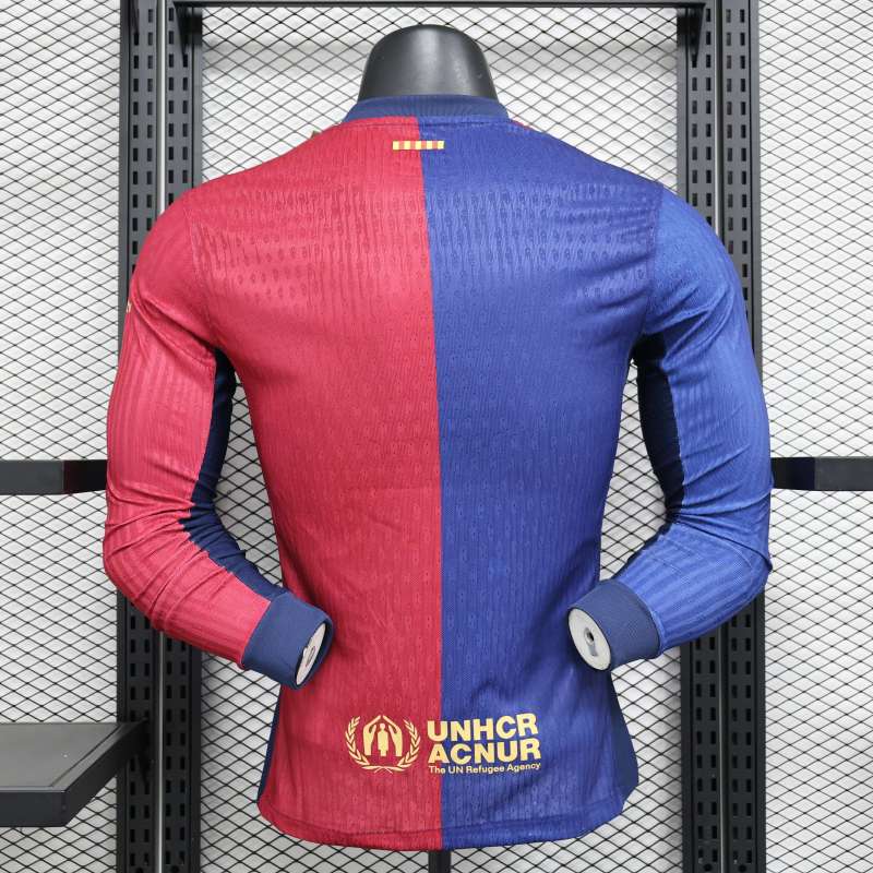 2024/2025 Player Edition Barcelona Home Long Sleeve Football Jersey