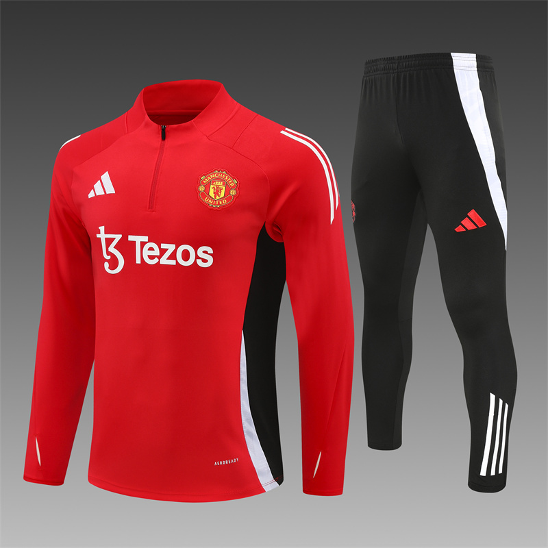 2024/2025 For Players Edition Manchester United Red Half-zip training suit Football Jersey