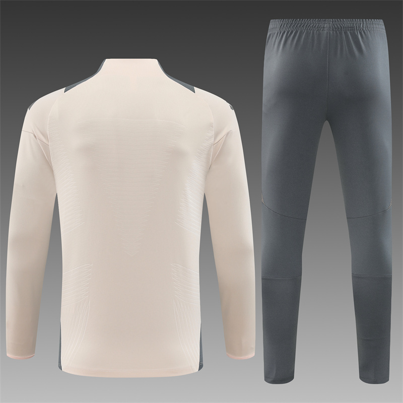 2024/2025 Player Edition Real Madrid Pre-match Jersey Apricot Half-zip training suit Football Jersey