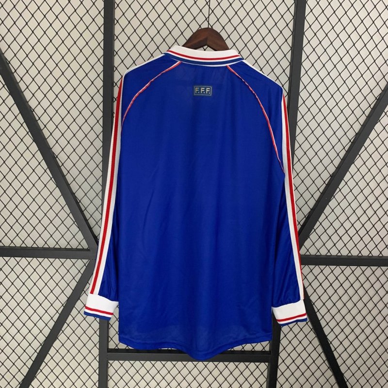 1998 Retro Long Sleeve France Home Football Shirt