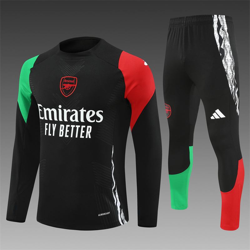 2024/2025 Players Edition Arsenal Pre-Match Black Half-zip training suit Football Jersey