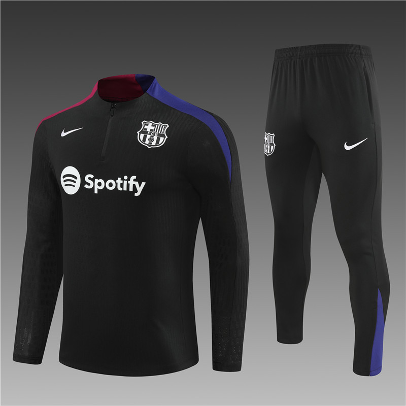 2024/2025 Player Edition Barcelona Pre-match Jersey Black Half-zip training suit Football Jersey