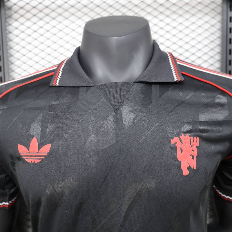 retro Manchester United black soccer jersey