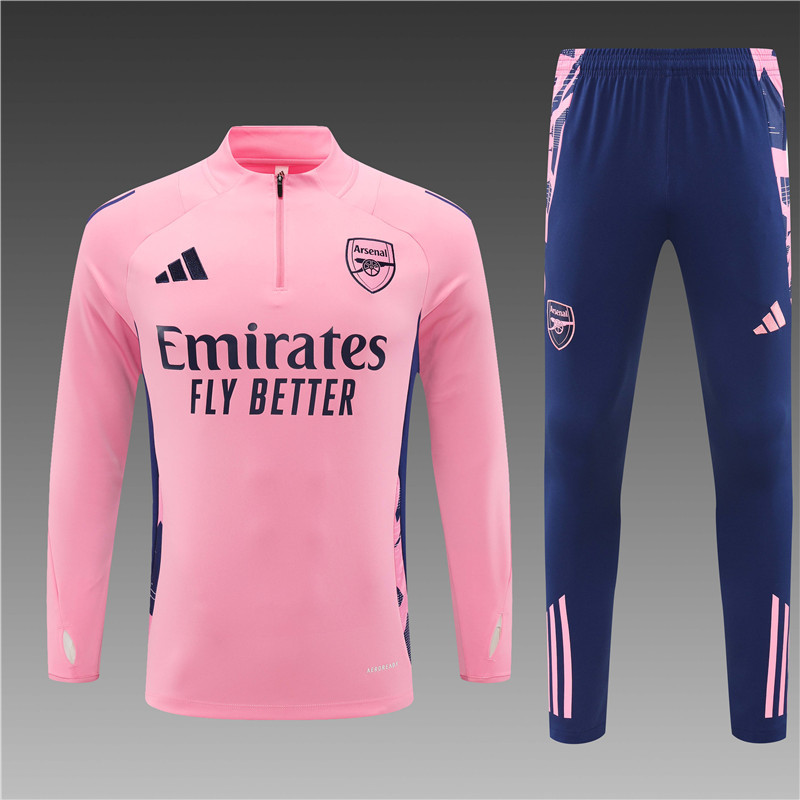 2024/2025 Players Edition Arsenal Pre Match Pink Half-zip training suit Football Jersey