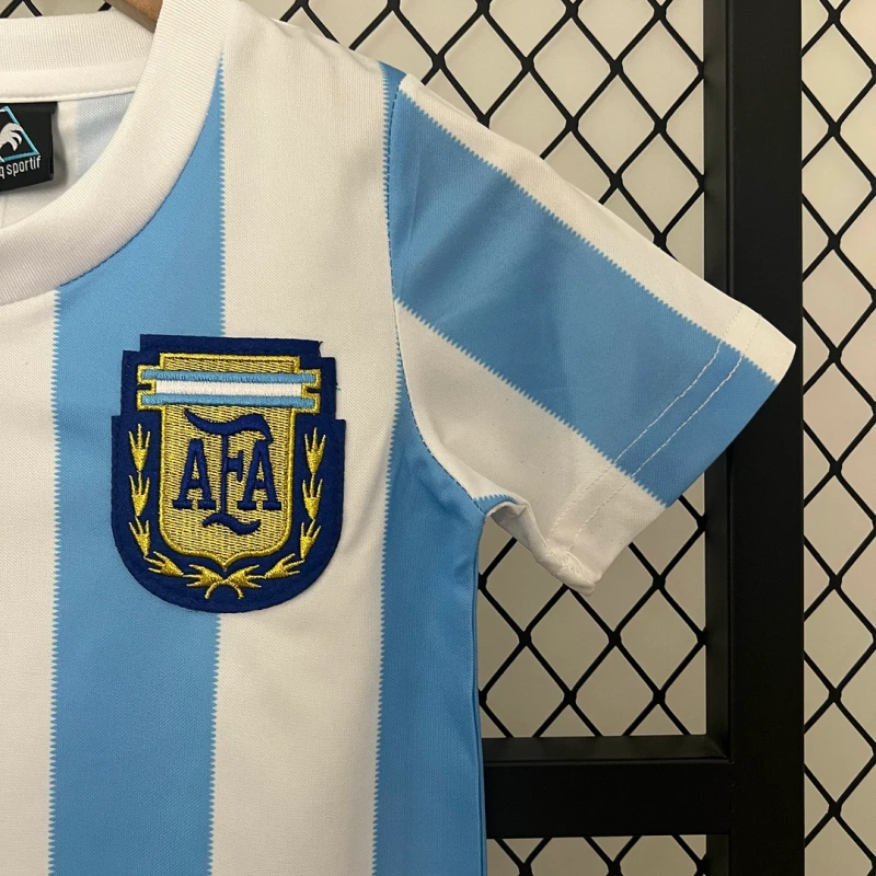 1986 Retro Argentina Home Football Shirt Kids