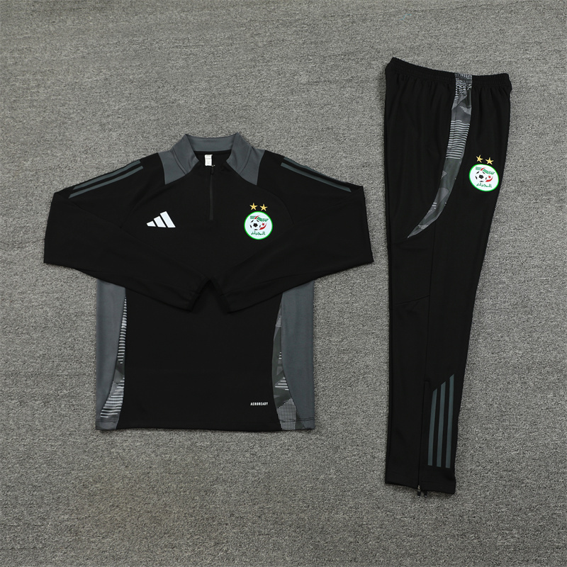 2024/2025 Player Edition Algeria Pre-Match Black Half-zip training suit Football Jersey