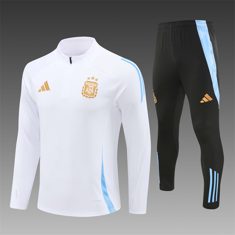 2024/2025 Player Edition Argentina Pre-Match White Half-zip training suit Football Jersey