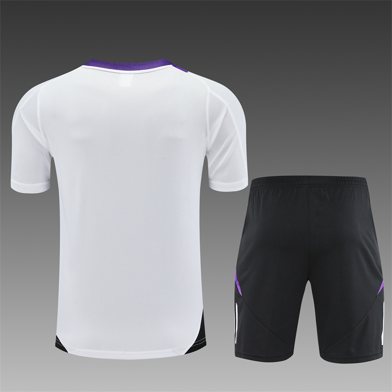 2024/25 short-sleeved Real Madrid white and purple training suit