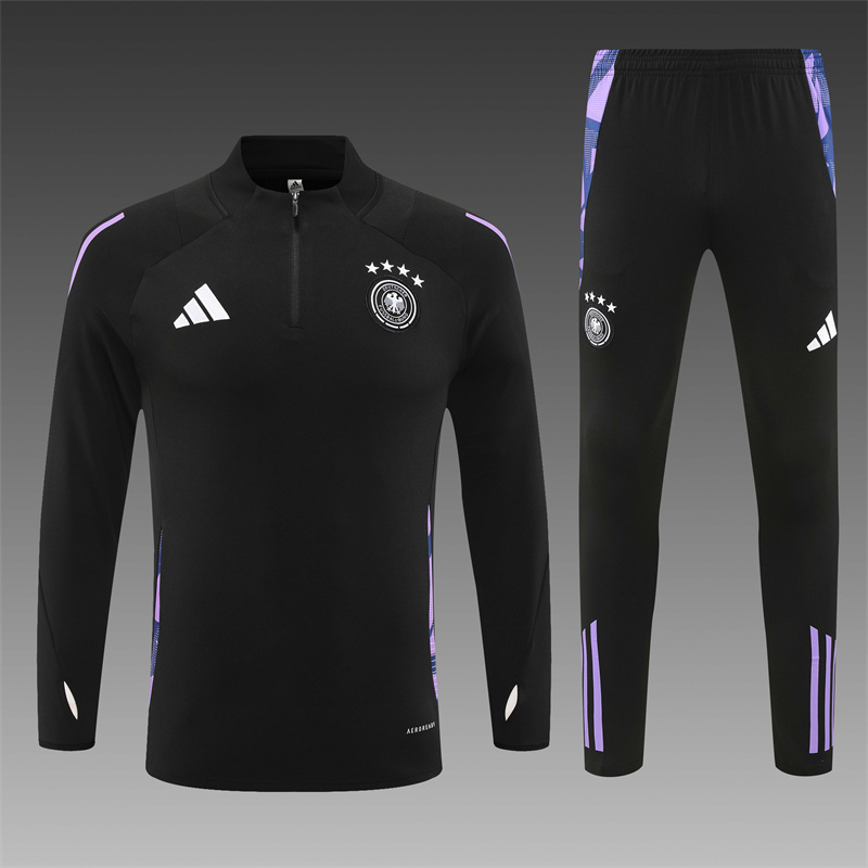 2024/2025 Player Edition Germany Prematch Jersey Black Half-zip training suit Football Jersey