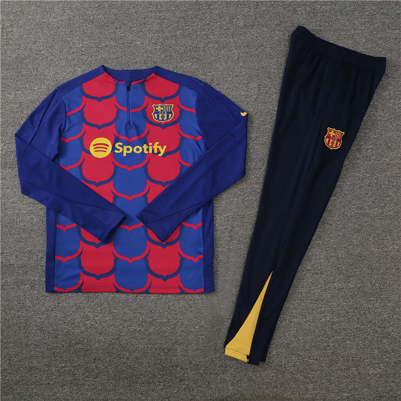 2024/2025 Player Edition Barcelona Prematch Jersey Blue, Camouflage Edition Half-zip training suit Football Jersey