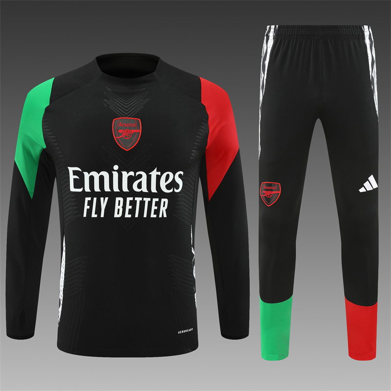 2024/2025 Players Edition Arsenal Pre-Match Black Half-zip training suit Football Jersey