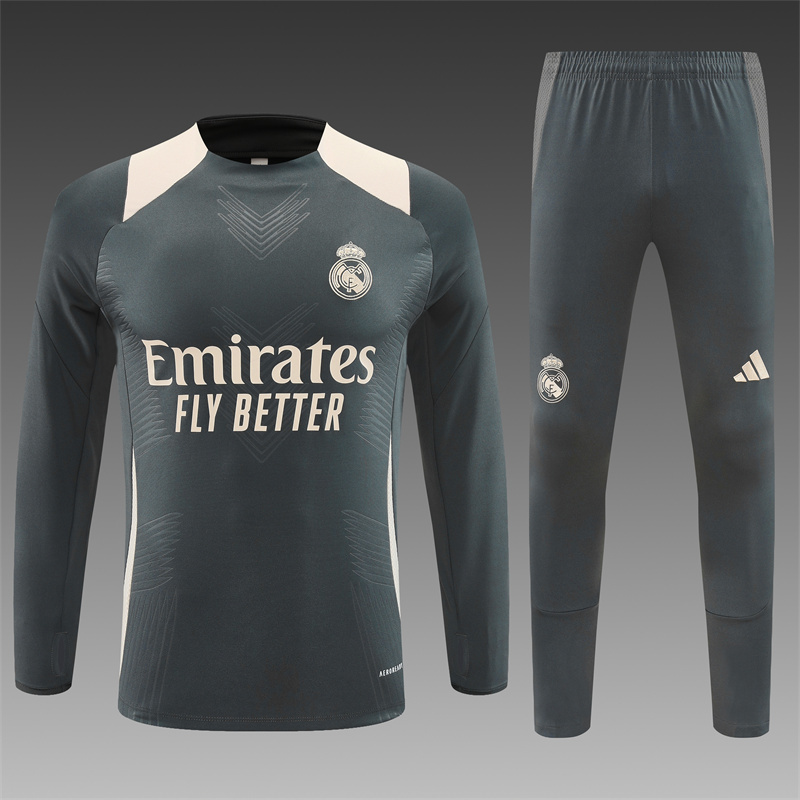 2024/2025 Player Edition Real Madrid Match Jersey Dark Grey Half-zip training suit Football Jersey