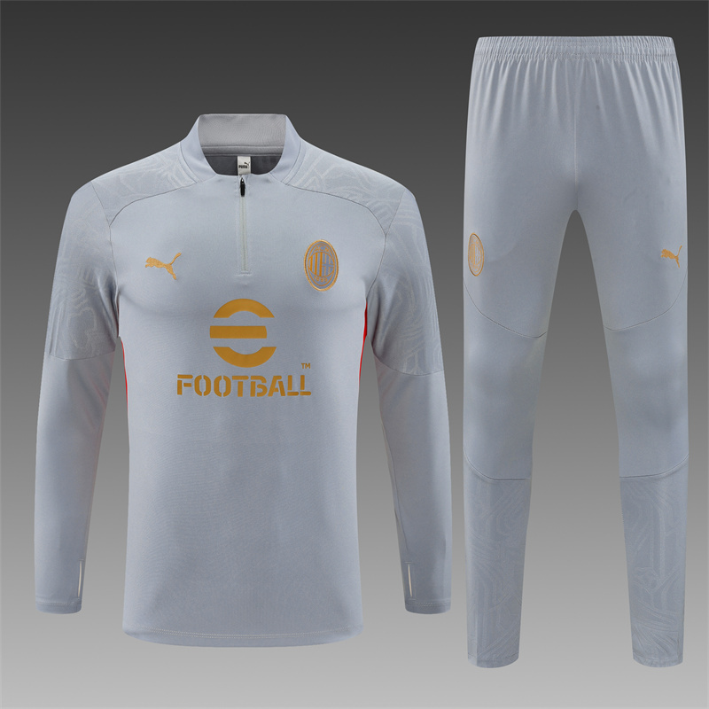 2024/2025 Player Edition AC Pre-Match Shirt Grey Half-zip training suit Football Jersey