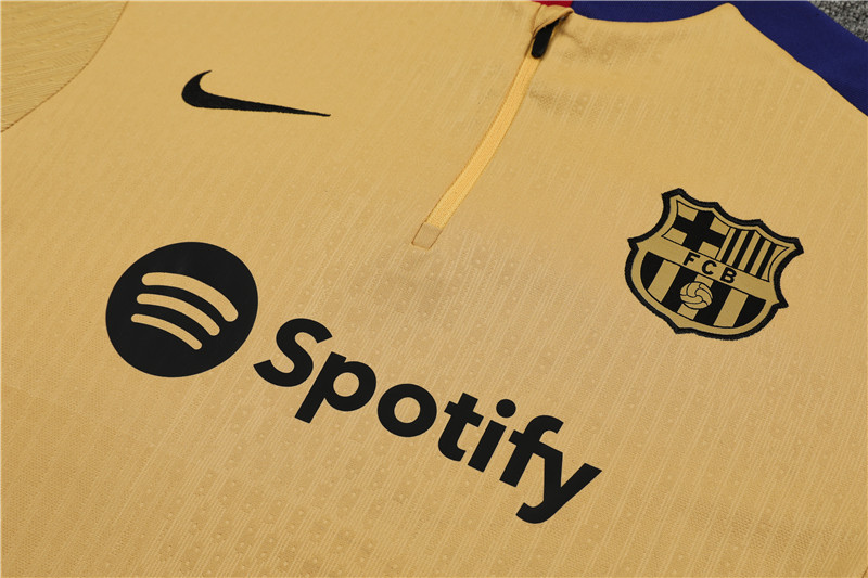 2024/2025 Player Edition Barcelona Prematch Jersey Gold Half-zip training suit Football Jersey