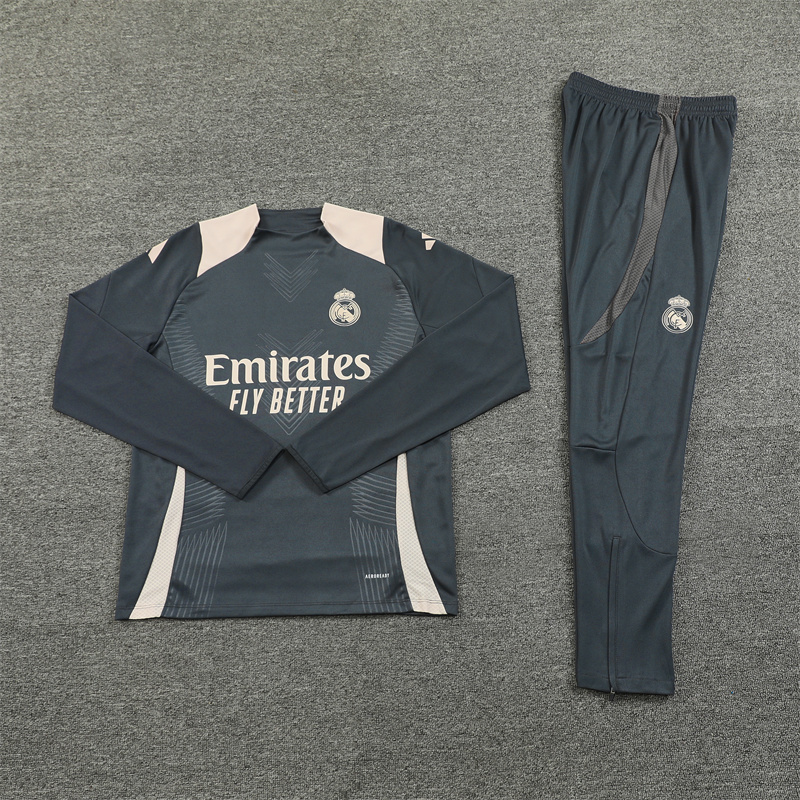 2024/2025 Player Edition Real Madrid Match Jersey Dark Grey Half-zip training suit Football Jersey