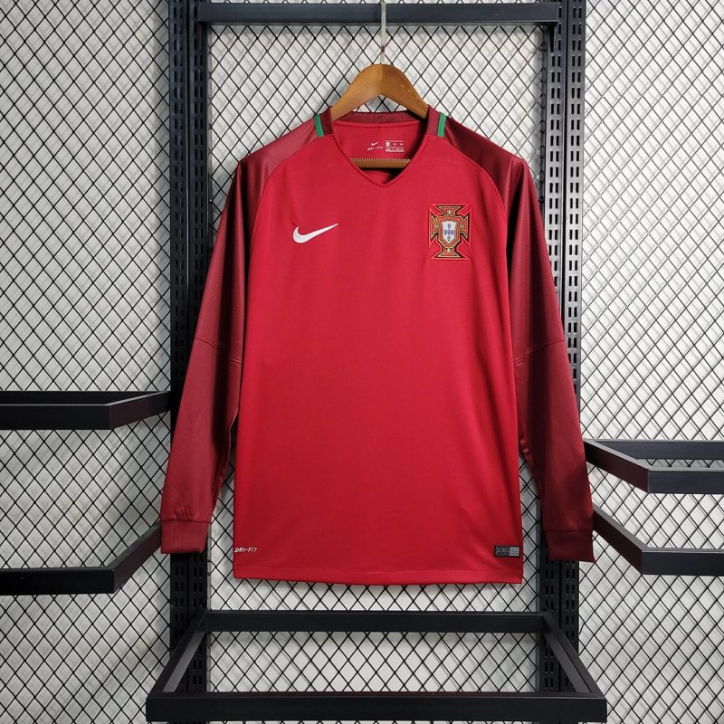 2016 Retro Long Sleeve Portugal Away Football Shirt