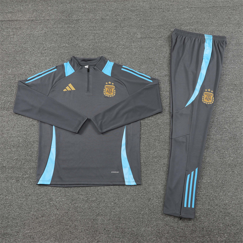 2024/2025 Player Edition Argentina Pre-match Dark Grey Half-zip training suit Football Jersey