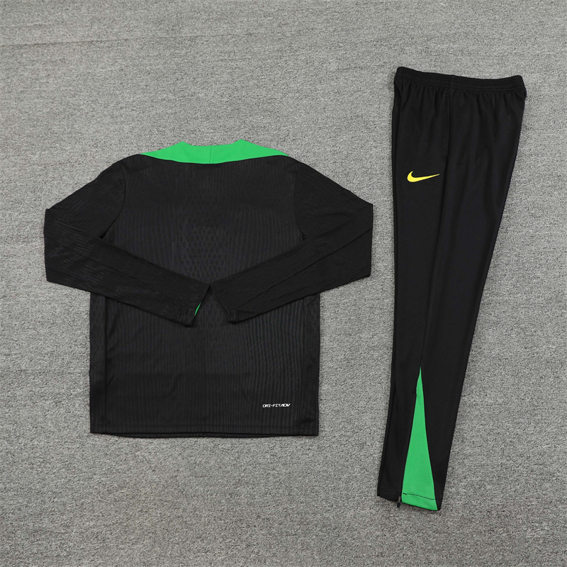 2024/2025 Player Edition Brazil Pre-Match Jersey Black Half-zip training suit Football Jersey