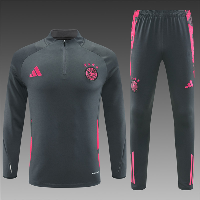 2024/2025 Player Edition Germany Prematch Shirt Dark Grey Half-zip training suit Football Jersey