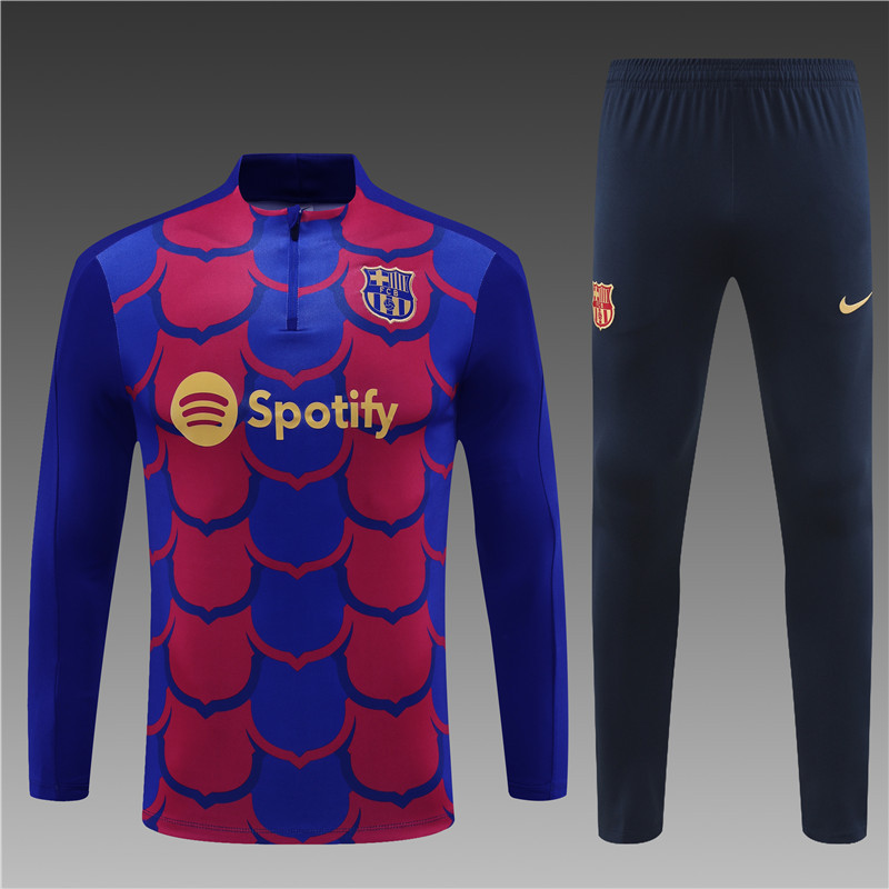2024/2025 Player Edition Barcelona Prematch Jersey Blue, Camouflage Edition Half-zip training suit Football Jersey
