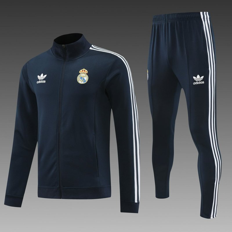 2024/2025 Real Madrid Long Zipped Jacket Training Suit Royal Blue Football Shirt