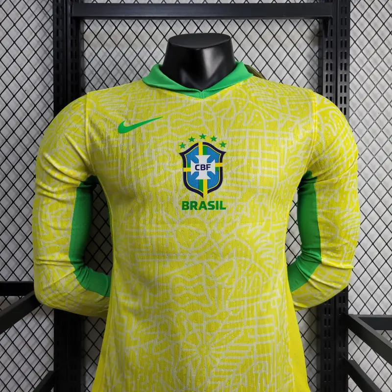 2024 Player Version Long Sleeve Brazil Home Football Shirt