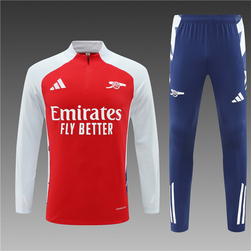 2024/2025 Players Edition Arsenal Pre-Match Red Half-zip training suit Football Jersey