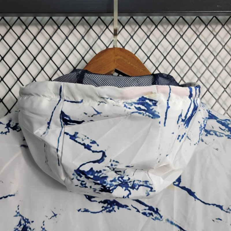 2023/2024 Italy Windbreaker（White-Navy blue）Football Shirt