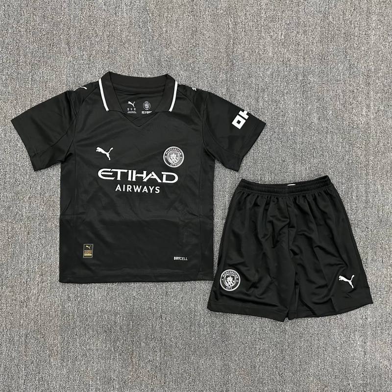 2025/26 Manchester City Second Away Black Shirt for Kids