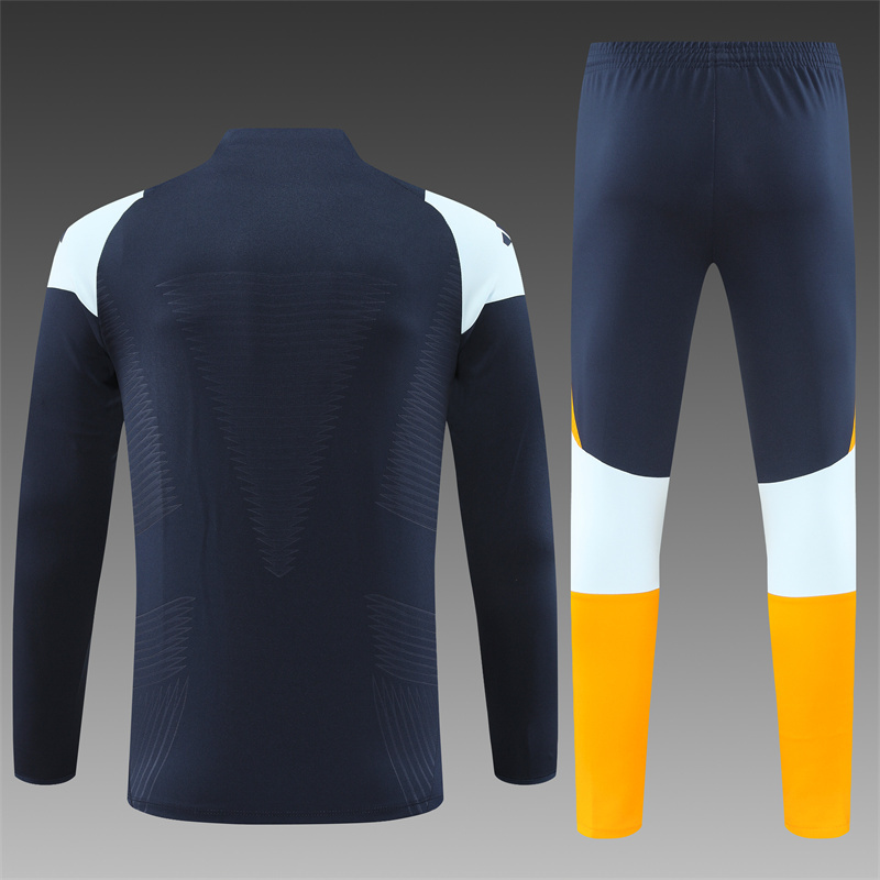 2024/2025 Player Edition Real Madrid Pre-match Jersey Royal Blue Half-zip training suit Football Jersey