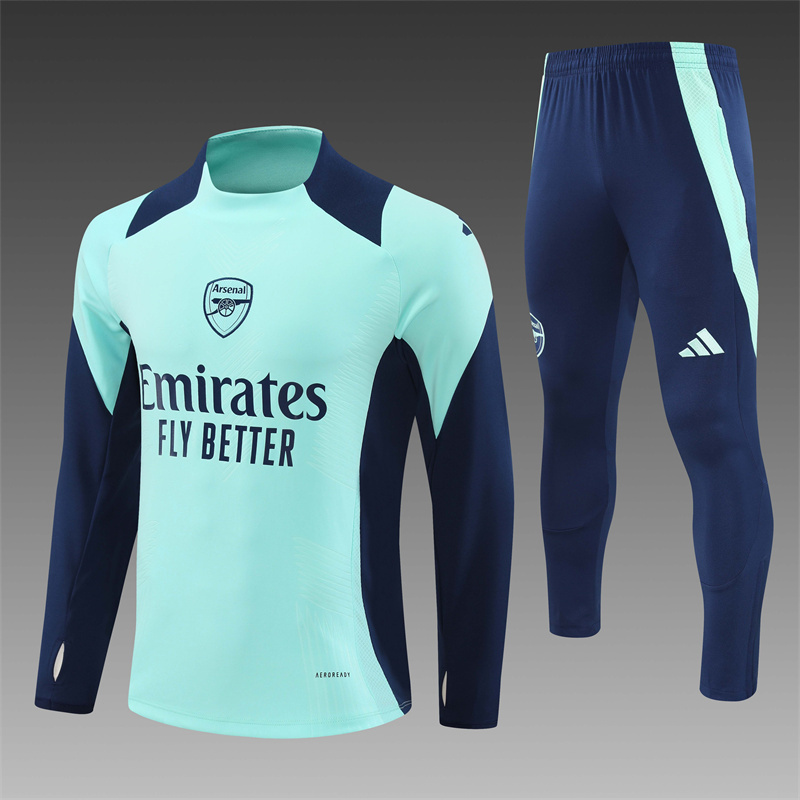 2024/2025 Players Edition Arsenal Pre Match Lake Blue Half-zip training suit Football Jersey