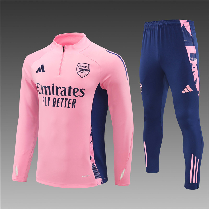 2024/2025 Players Edition Arsenal Pre Match Pink Half-zip training suit Football Jersey