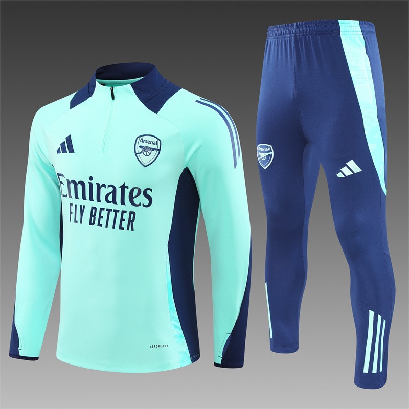 2024/2025 Players Edition Arsenal Pre Match Lake Blue Half-zip training suit Football Jersey