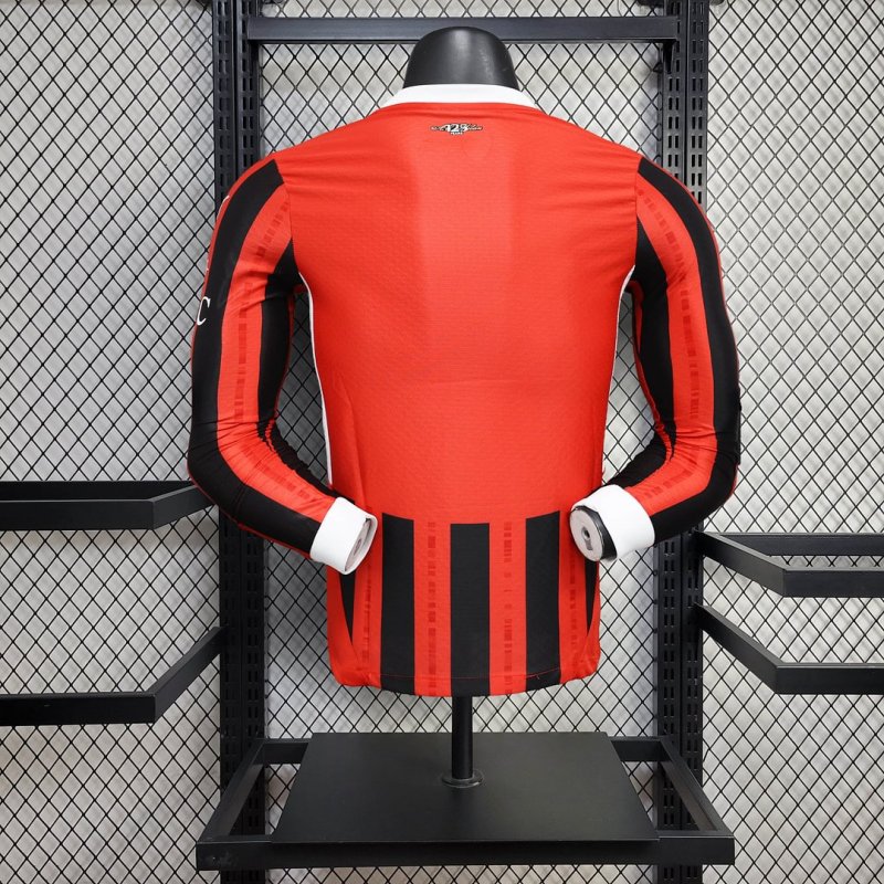 2024/2025 Player Version Long Sleeve AC Milan Home Football Shirt