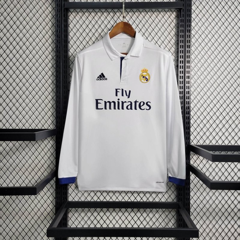 2016/2017 Retro Long Sleeve Real Madrid Home Football Shirt